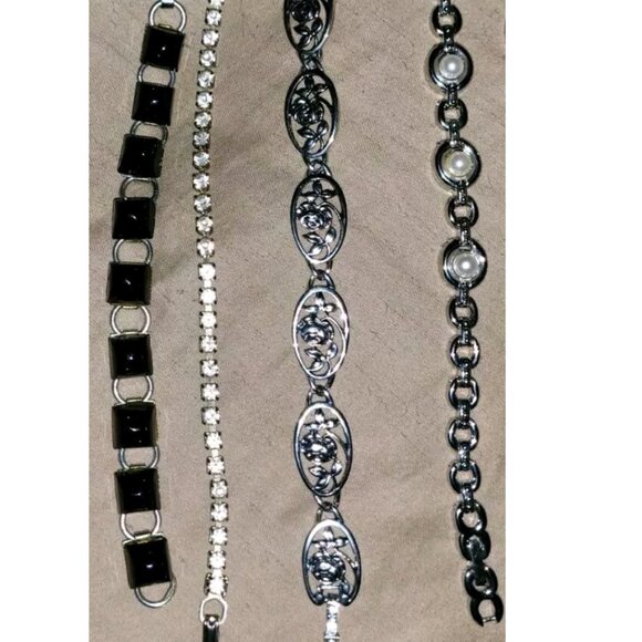 7 Vintage Silver Tone 7' Bracelets - Picture 2 of 4